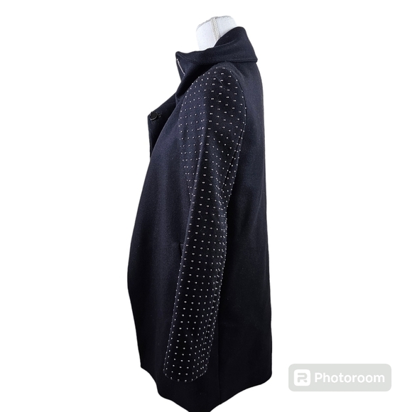 ZARA Woman Bloggers Fave Wool Blend Navy Silver Studded Coat in XS - Picture 7 of 13